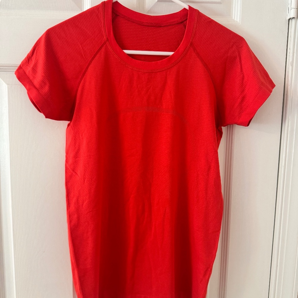 Red Lululemon Swiftly Tech Short Sleeve Shirt
